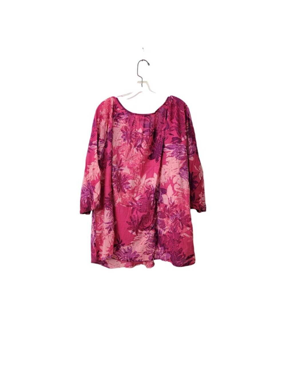 Avenue Pink Floral Cotton Print Peasant Blouse Size 30/32 - Picture 2 of 4